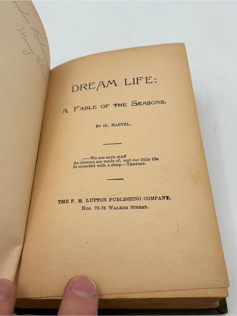 Dream Life Fable Of The Seasons IK. Marvel Published FM. Lupton Circa 1890 Avon